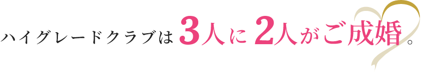 ハイグレードクラブは3人に2人がご成婚。